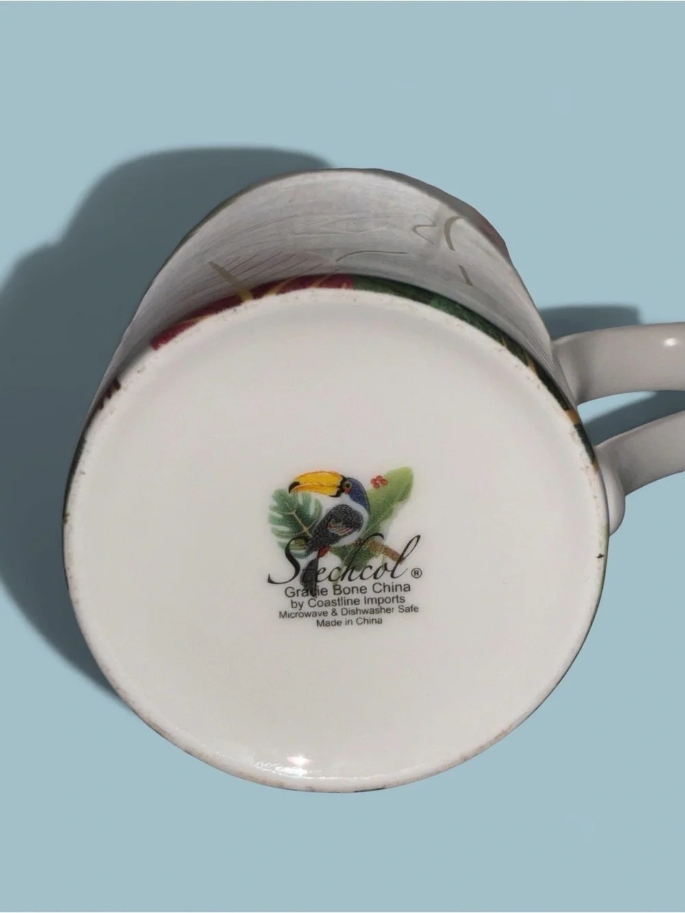STECHCOL Gracie Bone China Tropical Bird Mug 12 oz MSRP $45